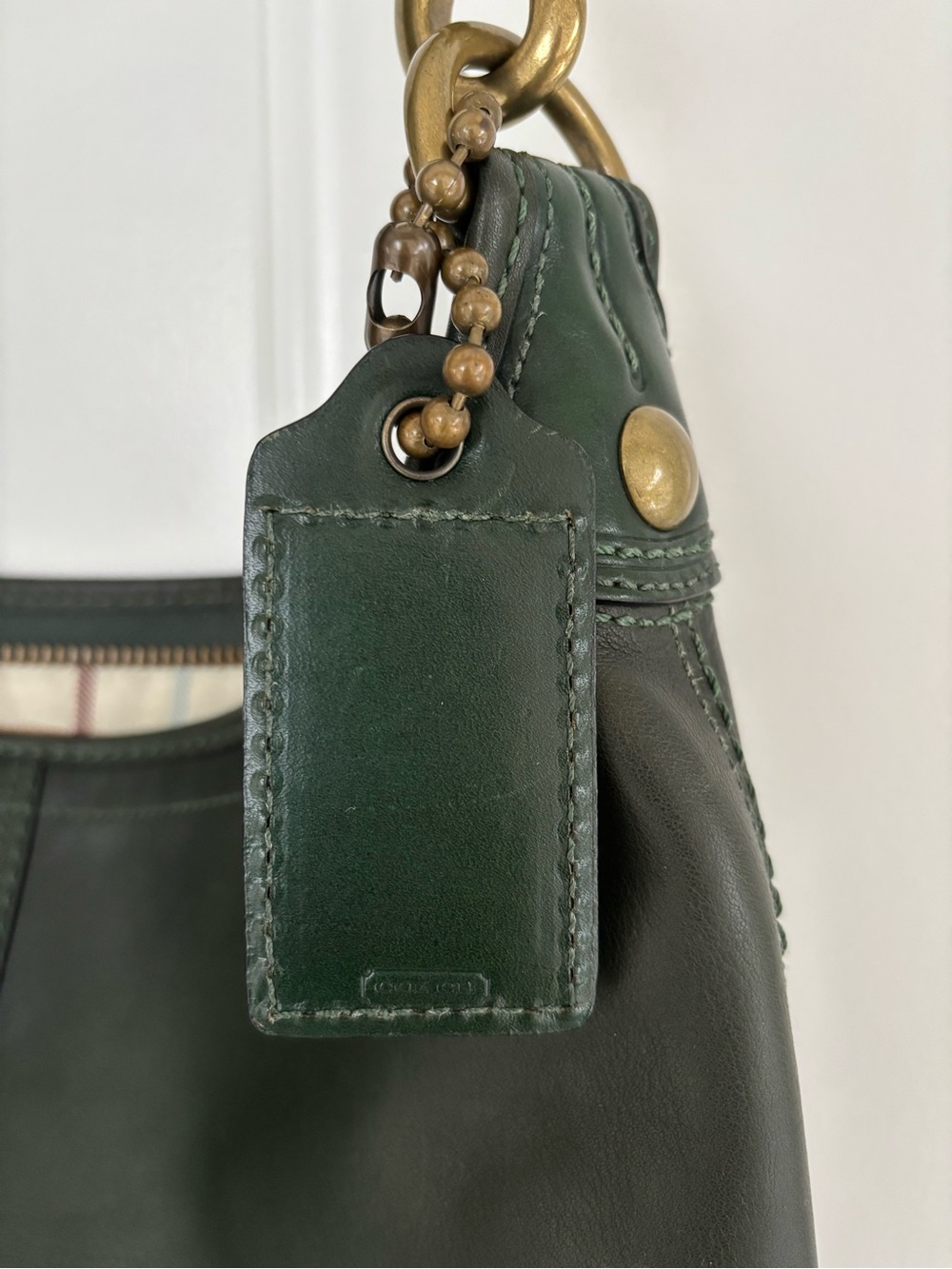 Coach Bag XL Bleecker Tattersall Duffle Sac Bottle Green Style 11423 - Picture 5 of 16